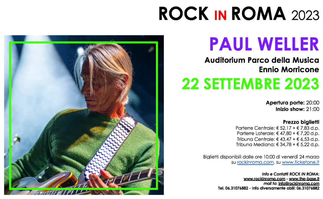 ROCK IN ROMA: PAUL WELLER live il 22 settembre 2023 all’Ippodromo delle Capannelle