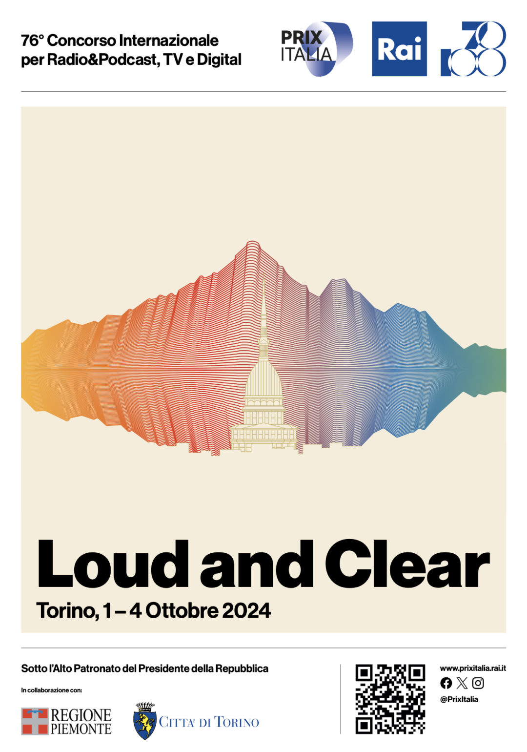 “Loud and Clear, Forte e Chiaro”, il 76° Prix Italia torna a Torino dall’1 al 4 ottobre 2024